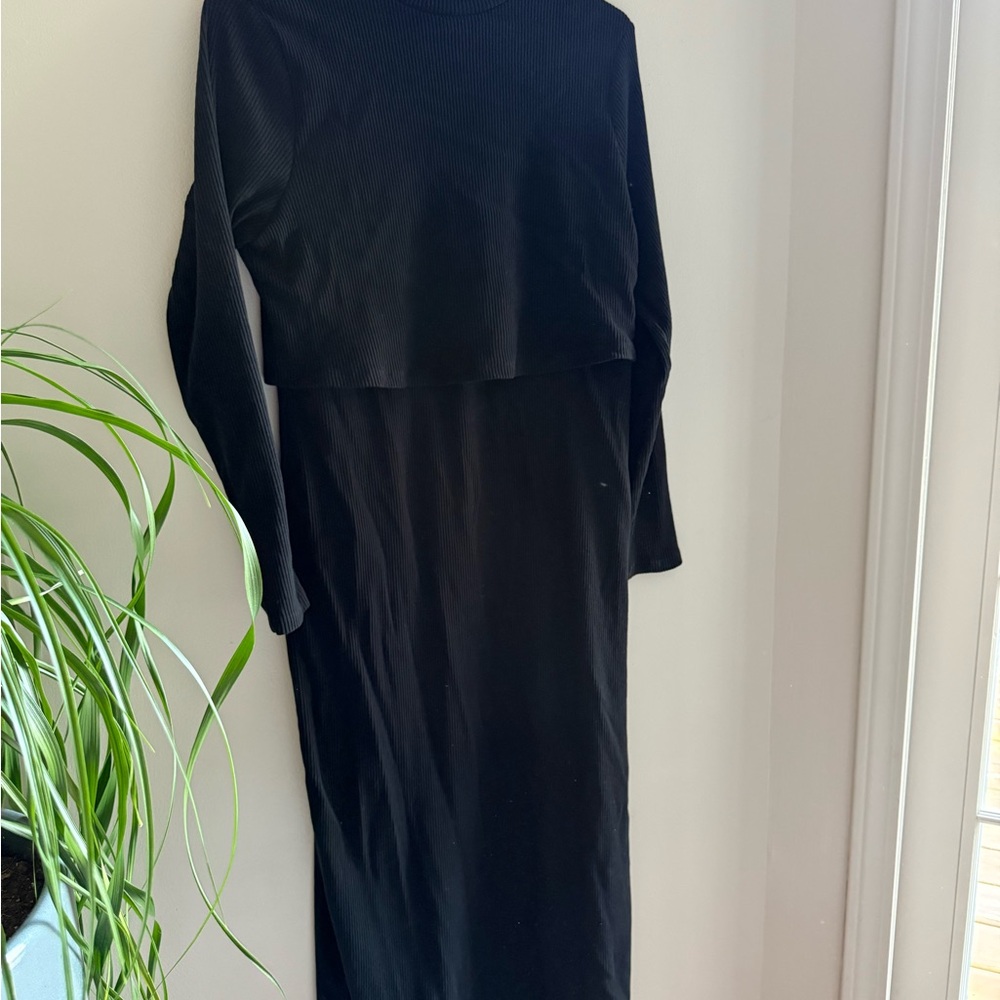 Maternity Mock-Neck Midi Dress